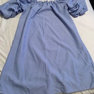 Blue and white stripped mini dress